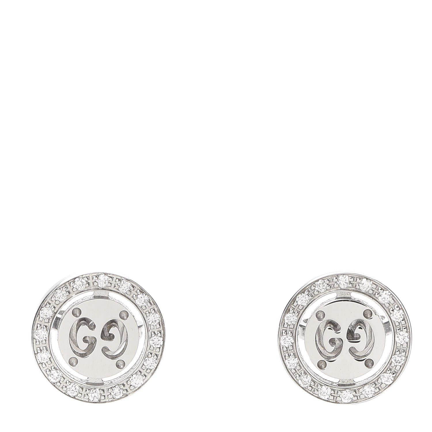 Gucci 18K White Gold Diamond Icon Twirl Stud Earrings 1 of 6