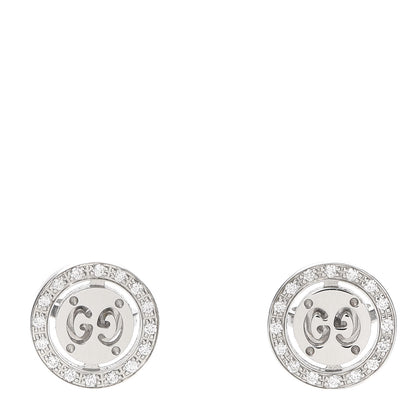 Gucci 18K White Gold Diamond Icon Twirl Stud Earrings 1 of 6