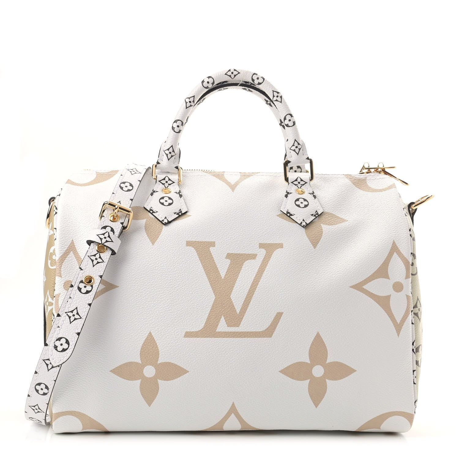 Louis Vuitton Monogram Giant Speedy Bandouliere 30 Kaki Beige 1 of 9