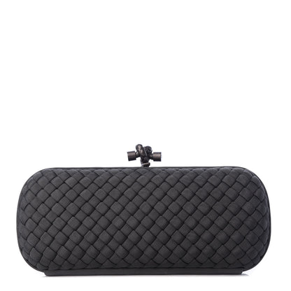 Bottega Veneta Silk Faille Intrecciato Knot Clutch Grey 1 of 6