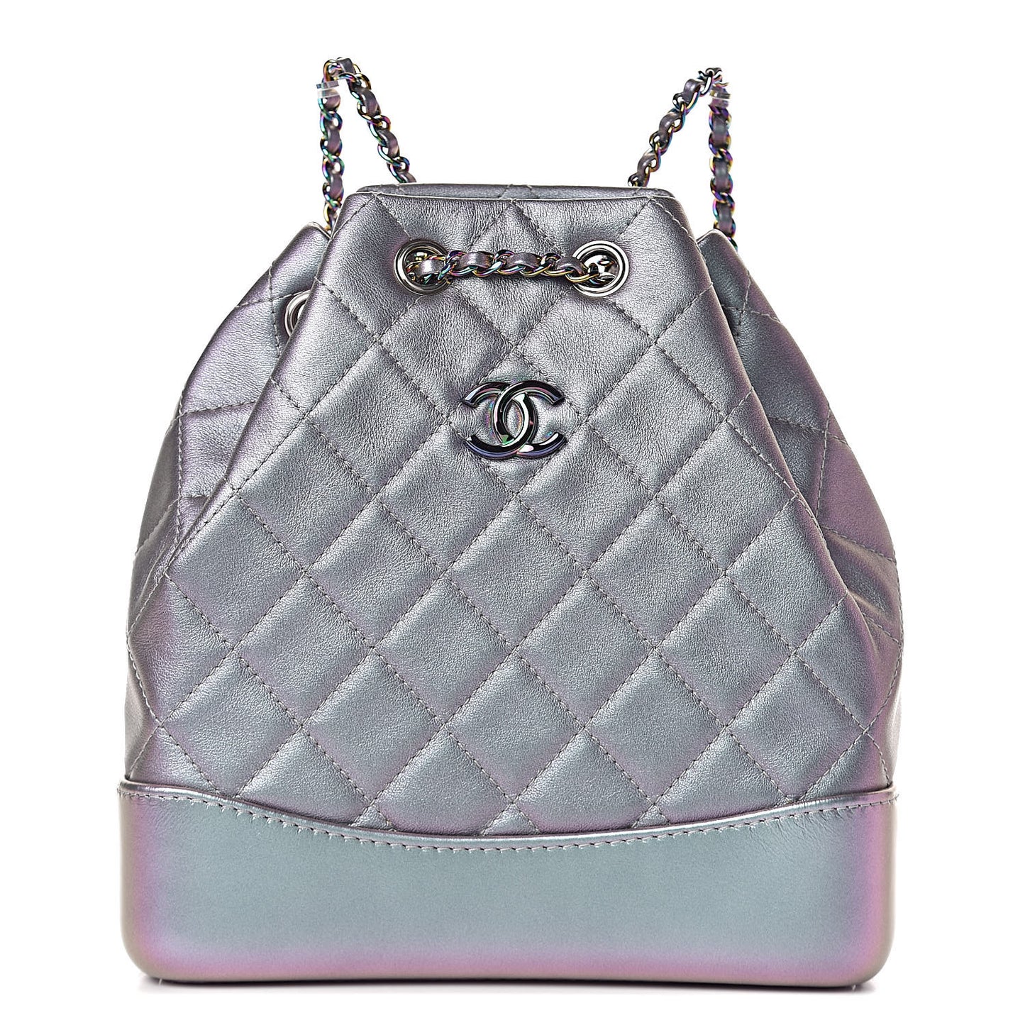 Iridescent Lambskin Calfskin Small Quilted Gabrielle Backpack Light Purple