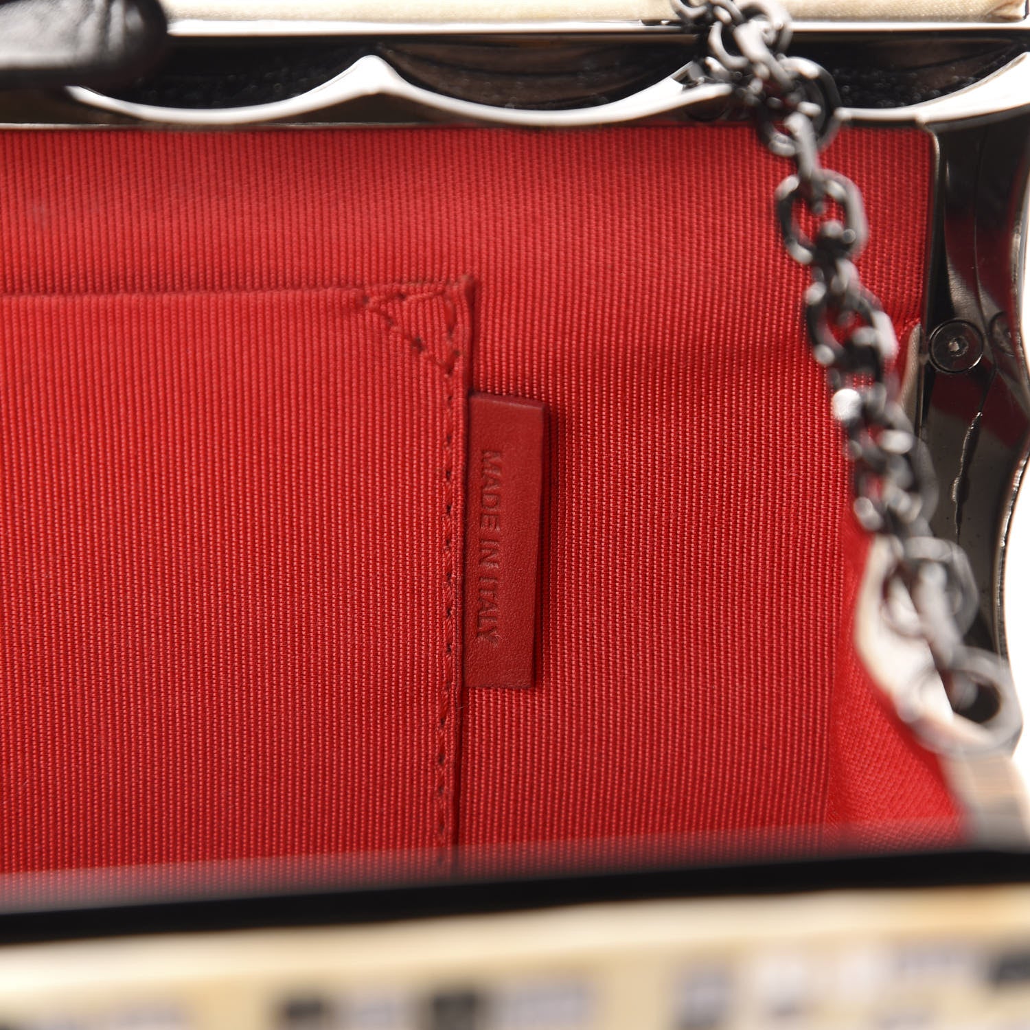 Christian Louboutin Satin Sequins Mosaique Cleo Clutch Black White 13 of 14