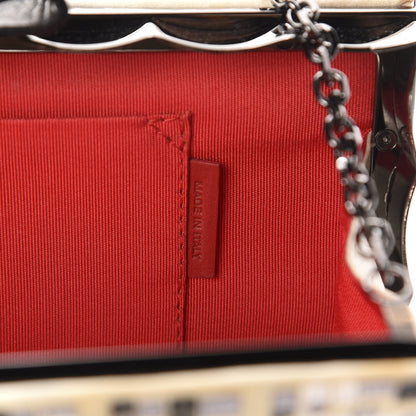 Christian Louboutin Satin Sequins Mosaique Cleo Clutch Black White 13 of 14