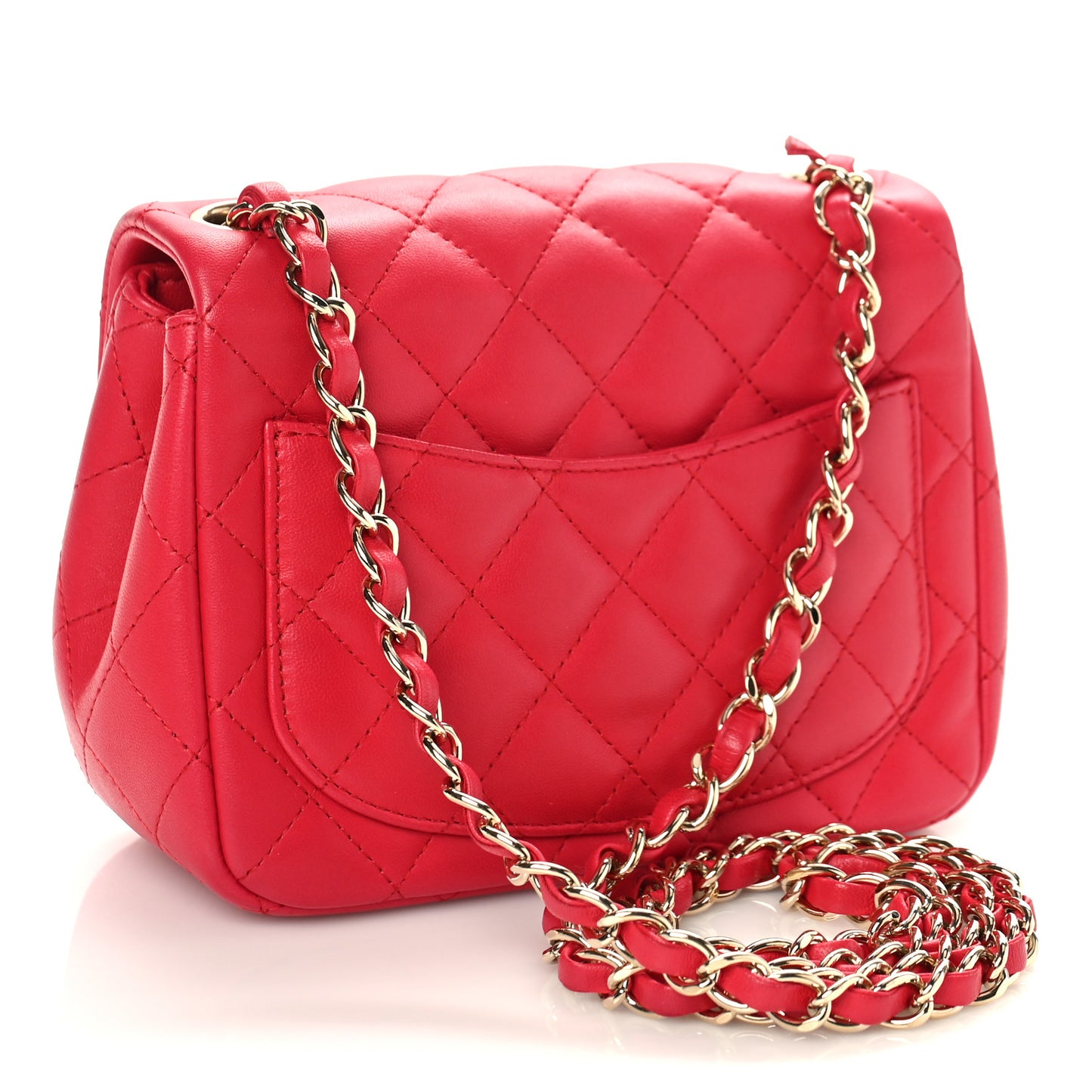 Lambskin Quilted Mini Square Flap Red