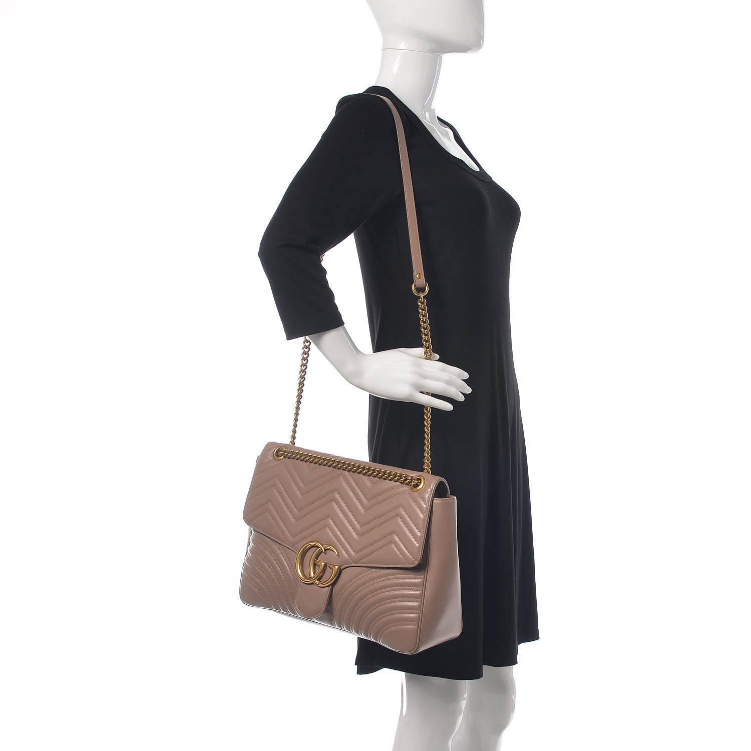 Gucci Calfskin Matelasse Heart Large GG Marmont Shoulder Bag Porcelain Rose 2 of 12