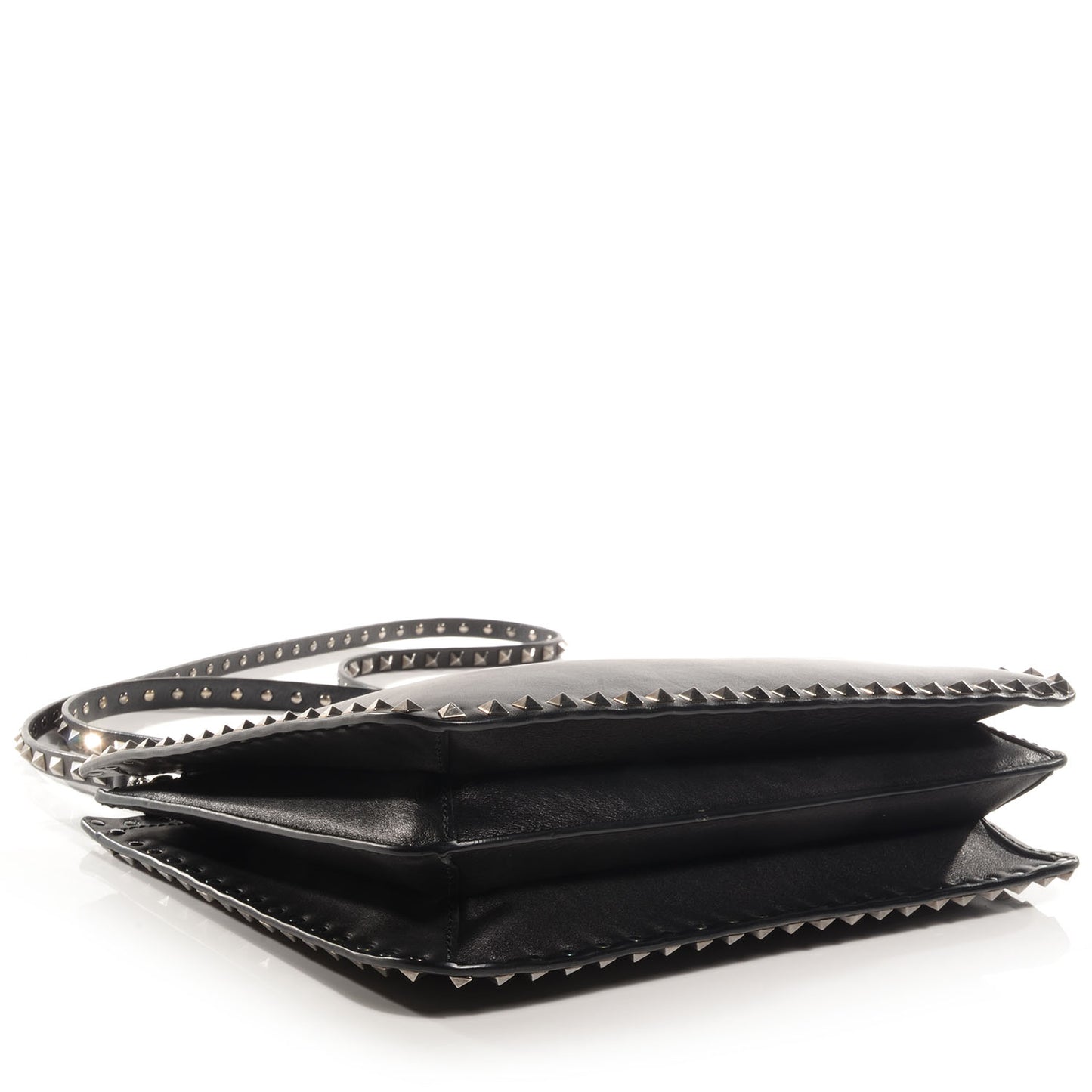 Vitello Rockstud Flip-Lock Shoulder Bag Black