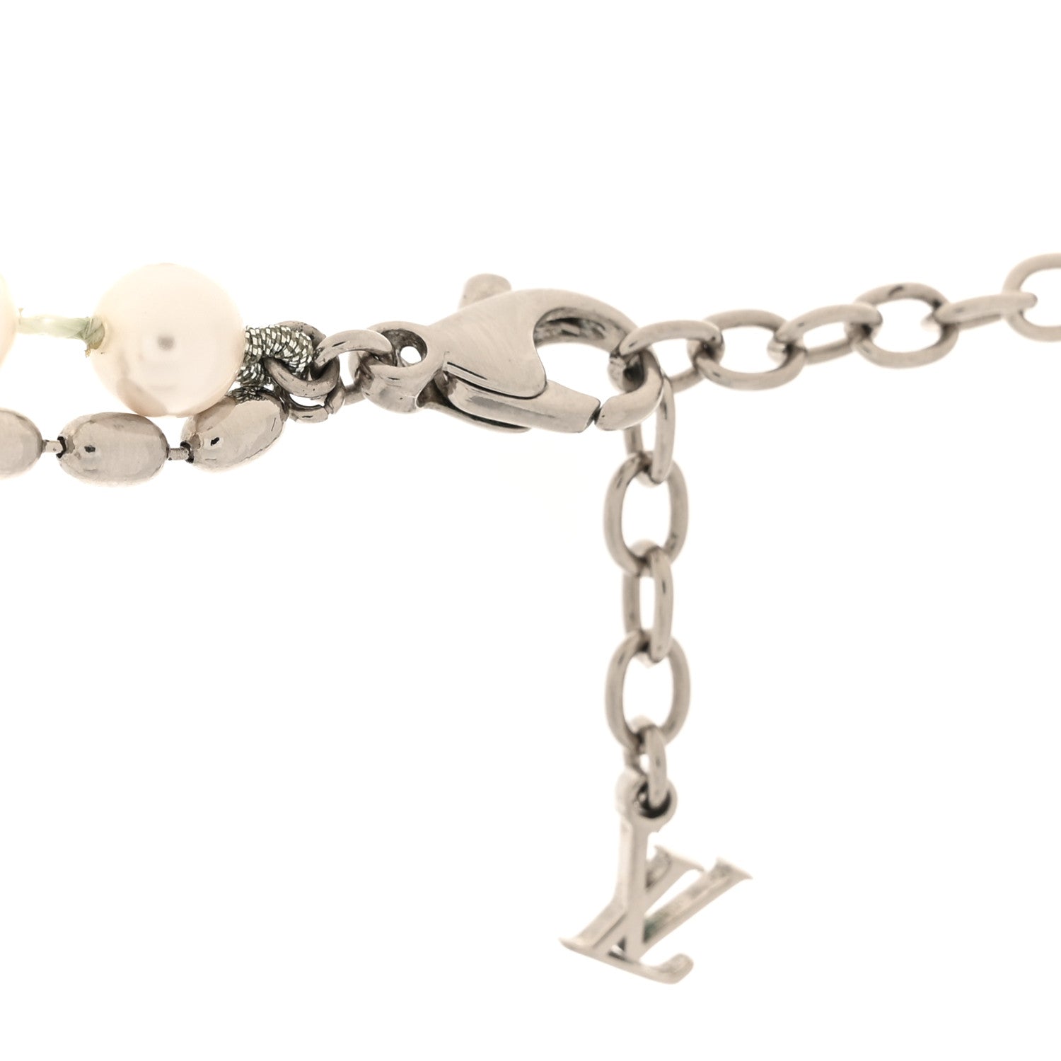 Louis Vuitton Metal Pearls Fusion Necklace Silver 4 of 7