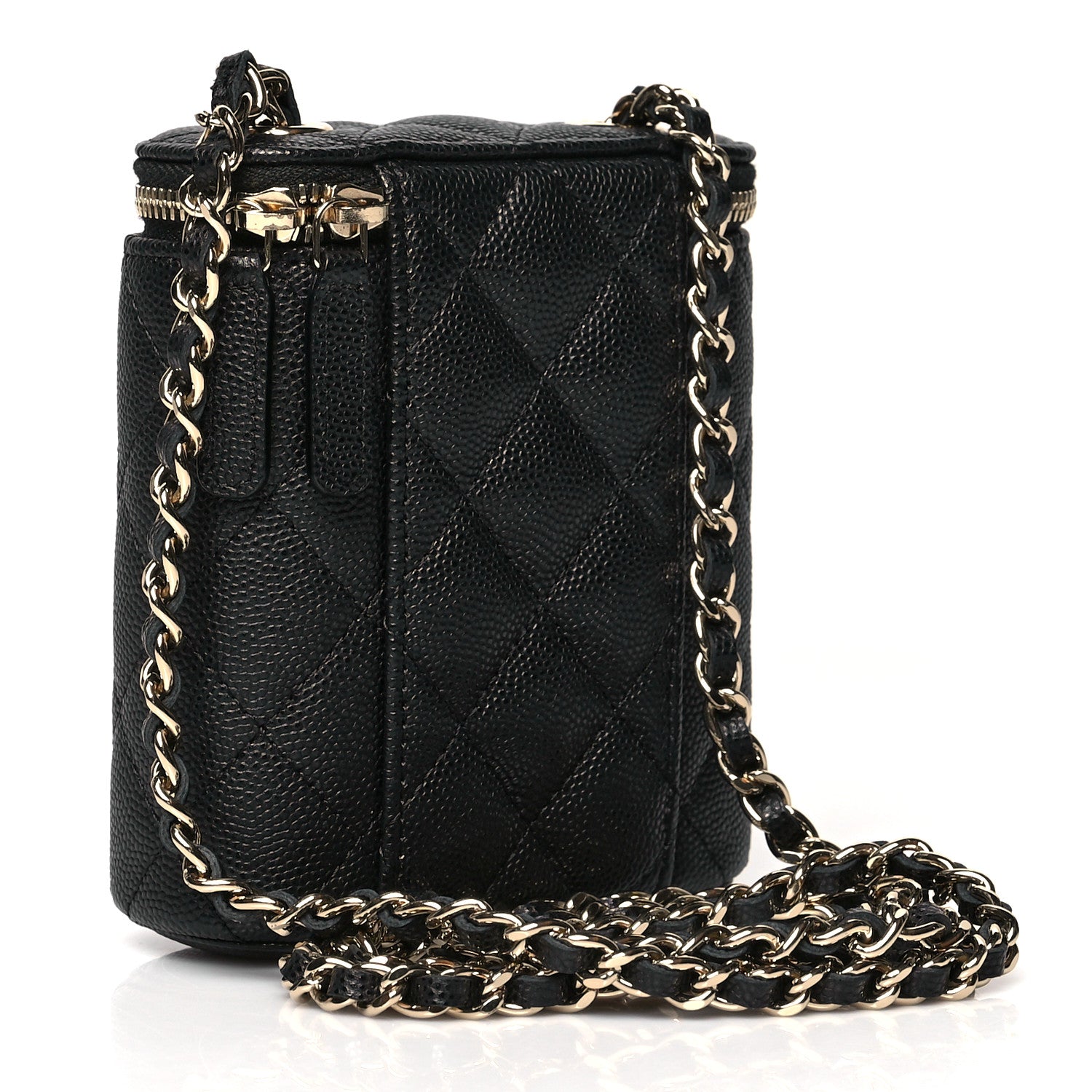 Chanel Caviar Quilted Small Vertical Coco Beauty Vanity Case With Chain Black 3 of 10