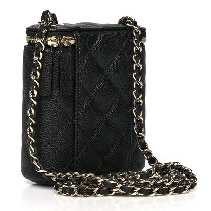 Chanel Caviar Quilted Small Vertical Coco Beauty Vanity Case With Chain Black 3 of 10