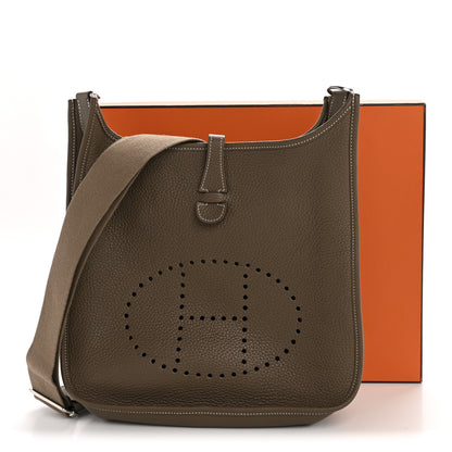 Hermes Taurillon Clemence EVELYNE III PM Etoupe 13 of 13