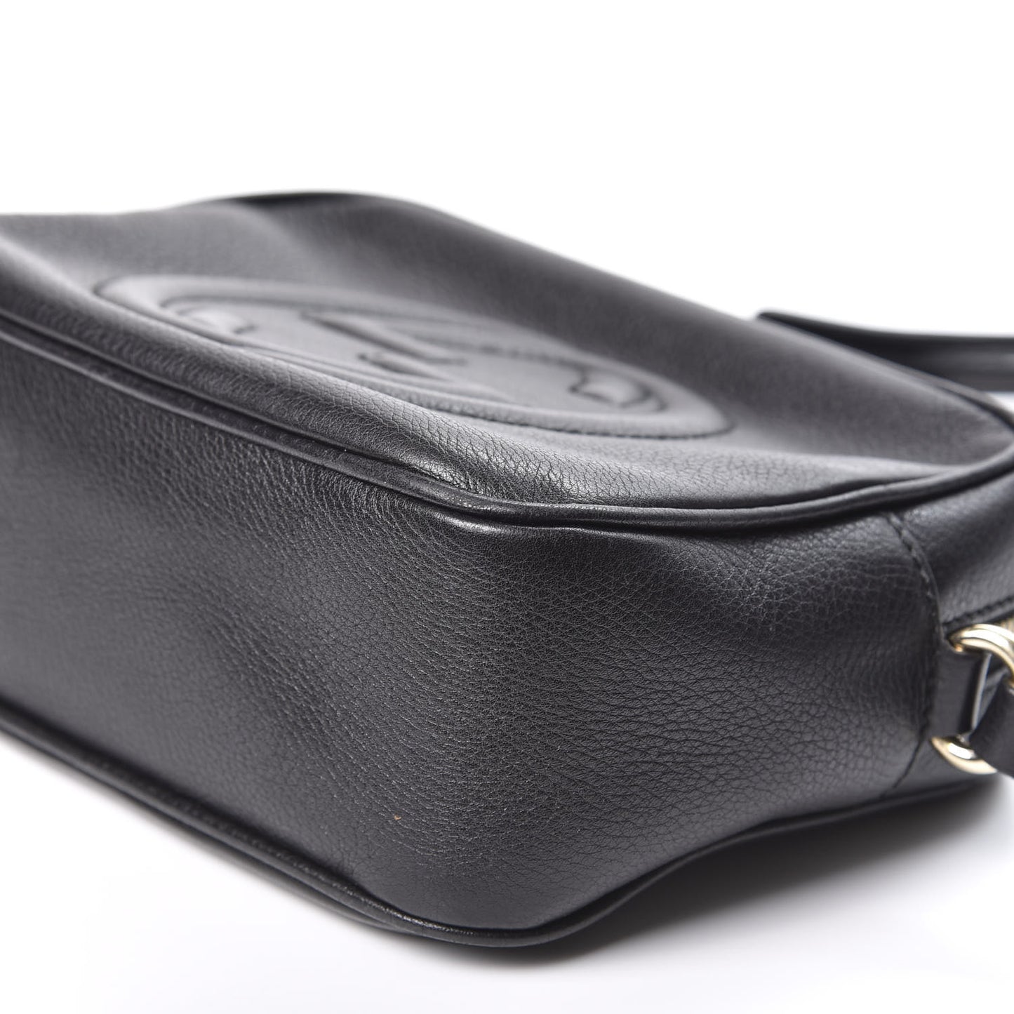 Pebbled Calfskin Small Soho Disco Bag Black