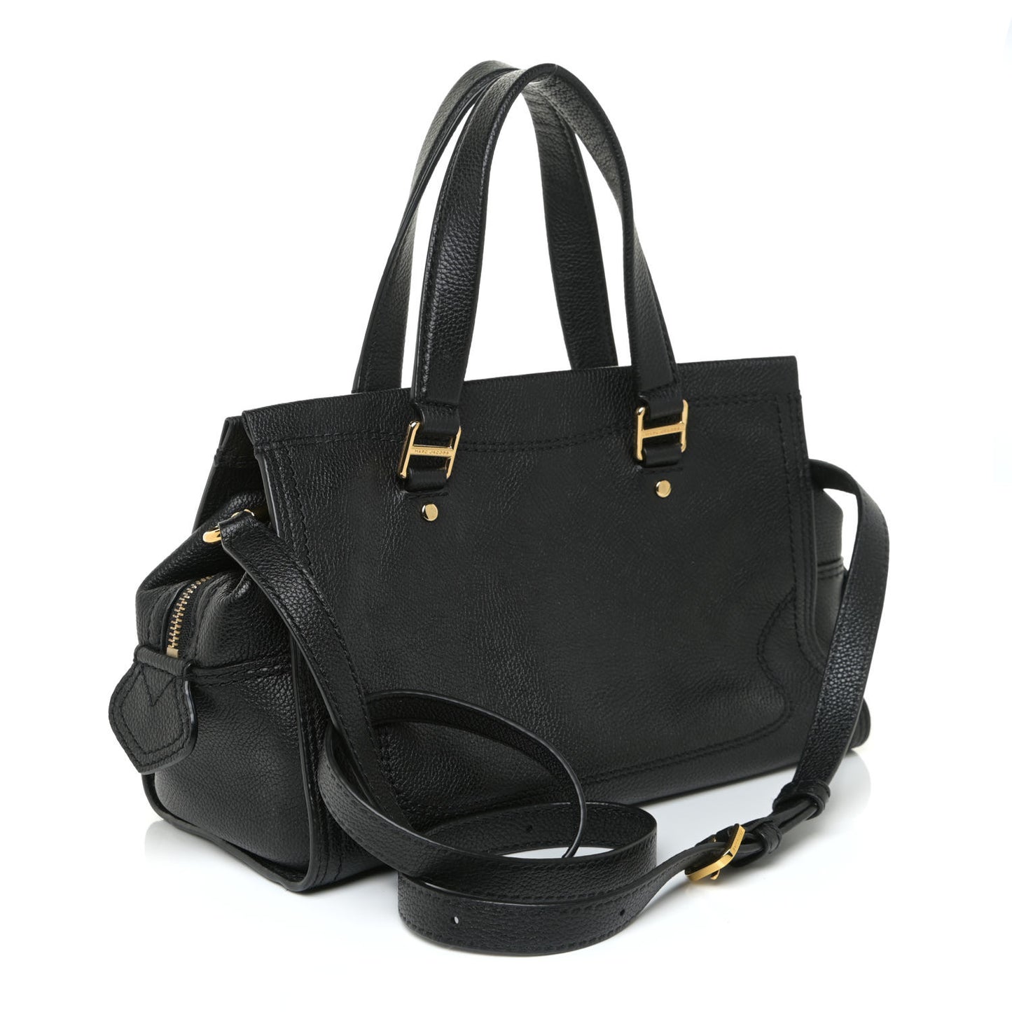 Textured Calfskin Cruiser Convertible Satchel Black