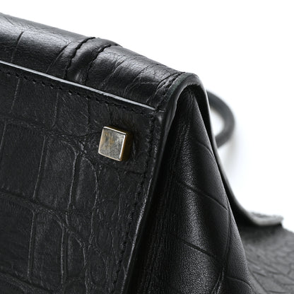 Celine Calfskin Crocodile Embossed Medium Phantom Luggage Black 8 of 10