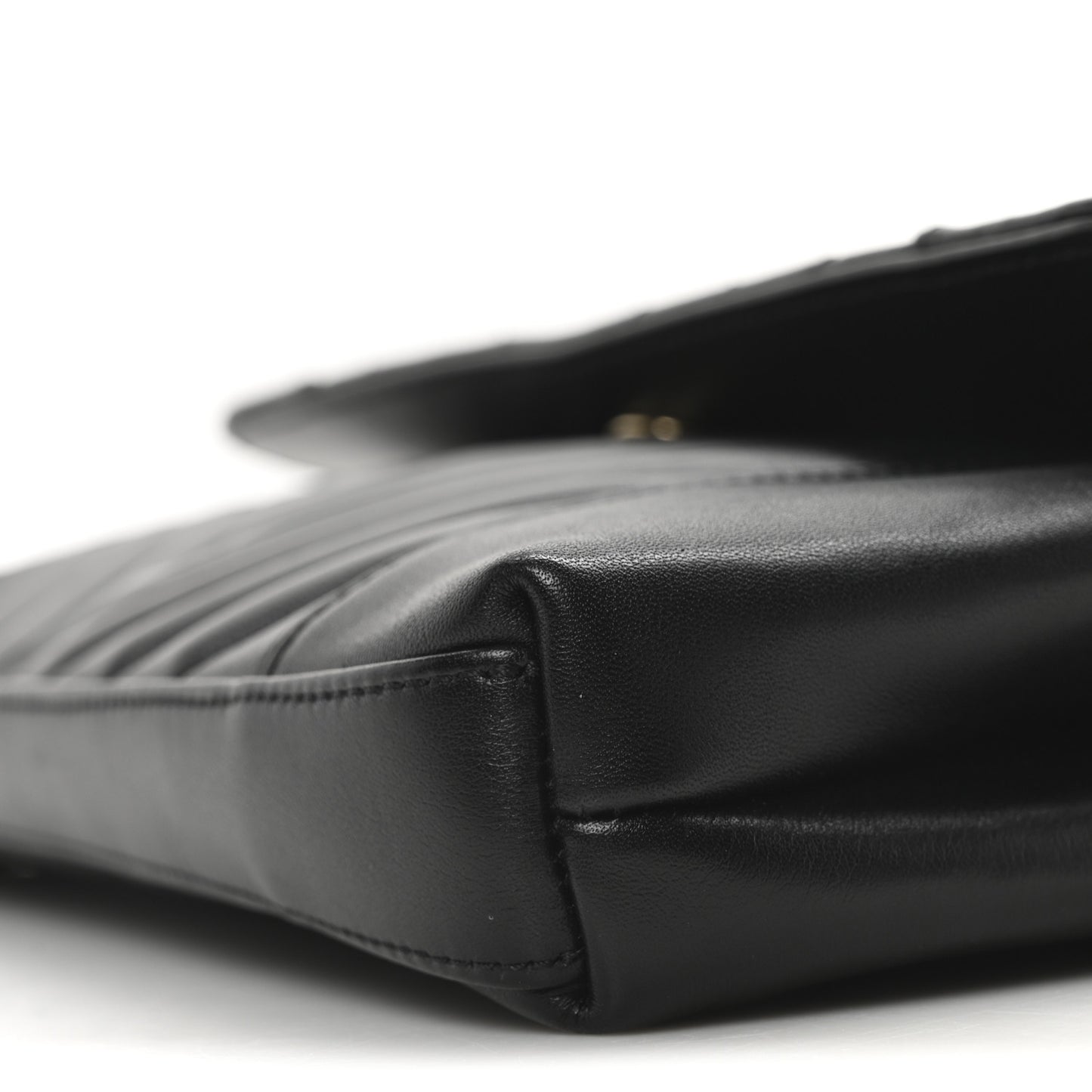 Calfskin Quilted Daily Chevron Clutch Black