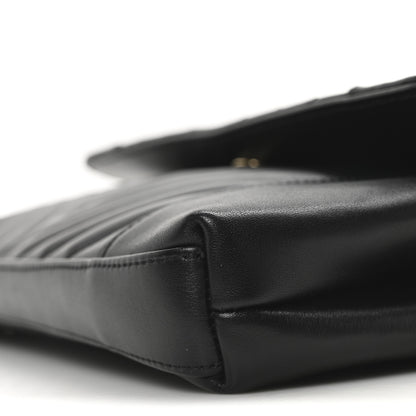 Chanel Calfskin Quilted Daily Chevron Clutch Black 10 of 10