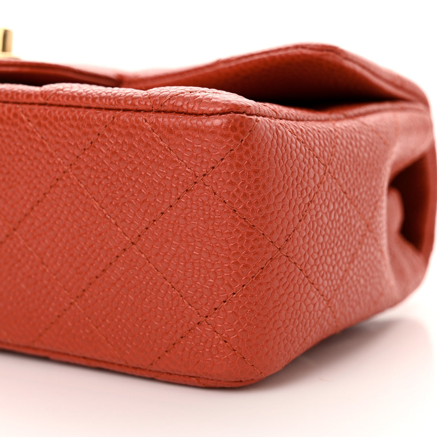 Pearly Caviar Quilted Mini Rectangular Flap Orange