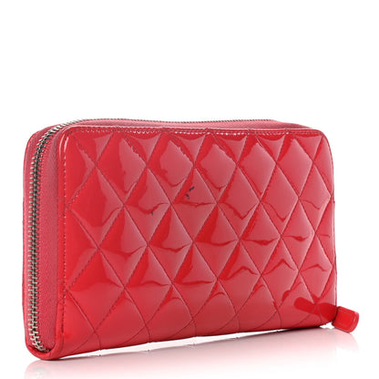 Chanel Patent Quilted Large Gusset Zip Around Wallet Red 3 of 17