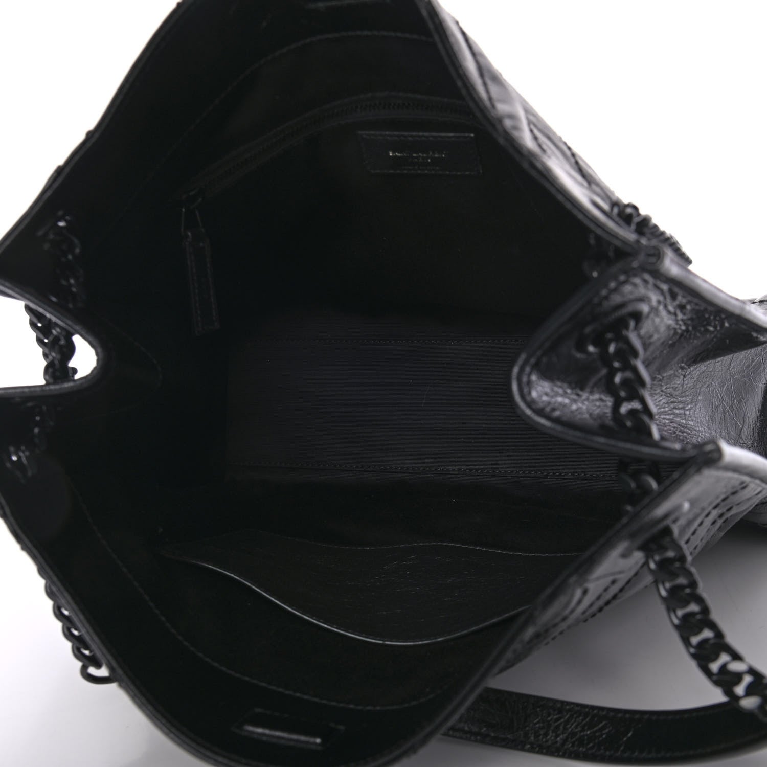 Saint Laurent Crinkled Calfskin Matelasse Monogram Medium Niki Shopper Tote Black 4 of 4