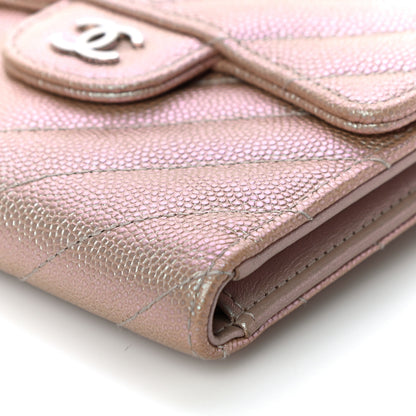 Chanel Metallic Caviar Chevron Quilted Compact Flap Wallet Light Gold 11 of 11