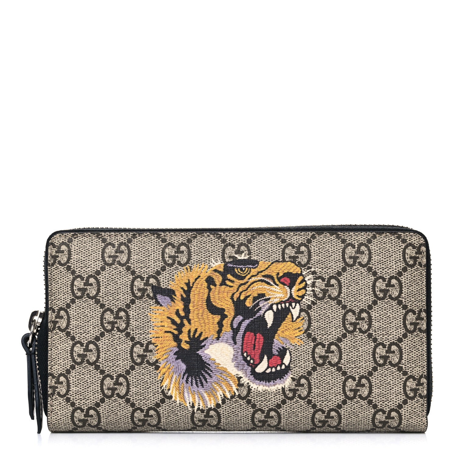 Gucci GG Supreme Monogram Tiger Zip Around Wallet 1 of 9