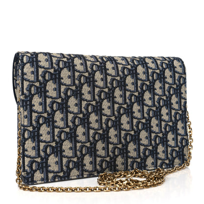 Christian Dior Oblique Saddle Chain Pouch Blue 3 of 9