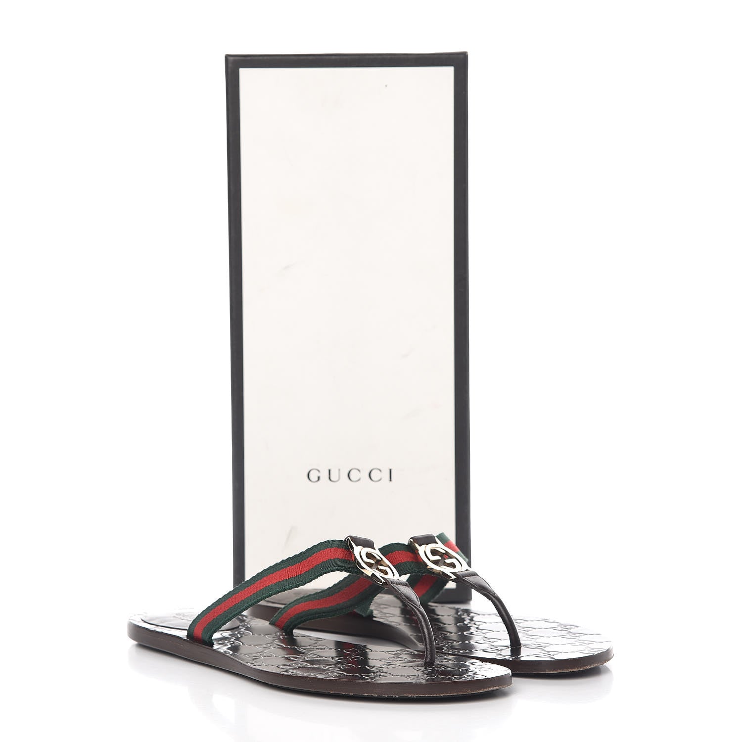 Gucci Nylon Guccissima Web Womens Thong Sandals 38.5 Green Red Cocoa 8 of 8