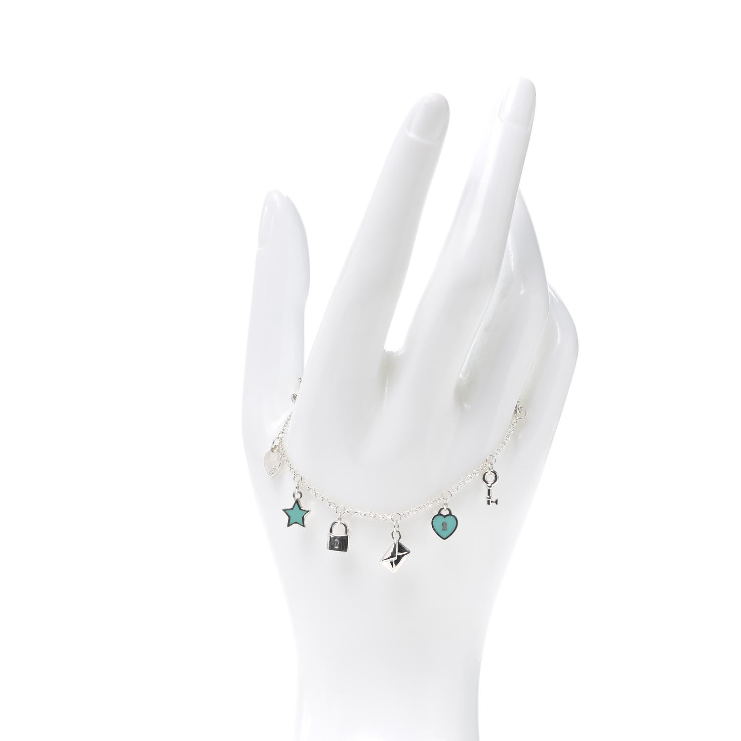 Tiffany Sterling Silver Enamel Love Notes Charm Bracelet Blue 2 of 6