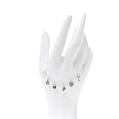 Tiffany Sterling Silver Enamel Love Notes Charm Bracelet Blue 2 of 6