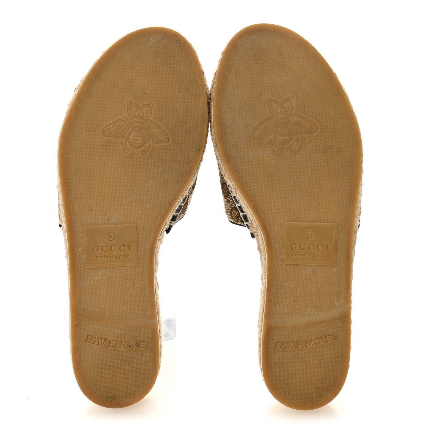Monogram Matelasse GG Marmont Espadrille 20mm Slide Sandals 37.5 Beige Ebony Black