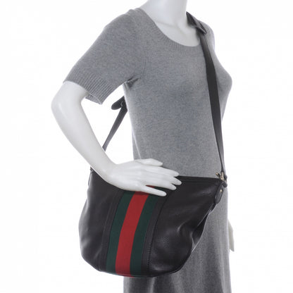 Gucci Pebbled Calfskin Vintage Web Medium Half Moon Hobo Black 2 of 8
