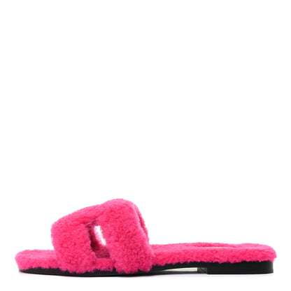 Hermes Woolskin Oran Sandals 39 Rose Fuchsia 1 of 8