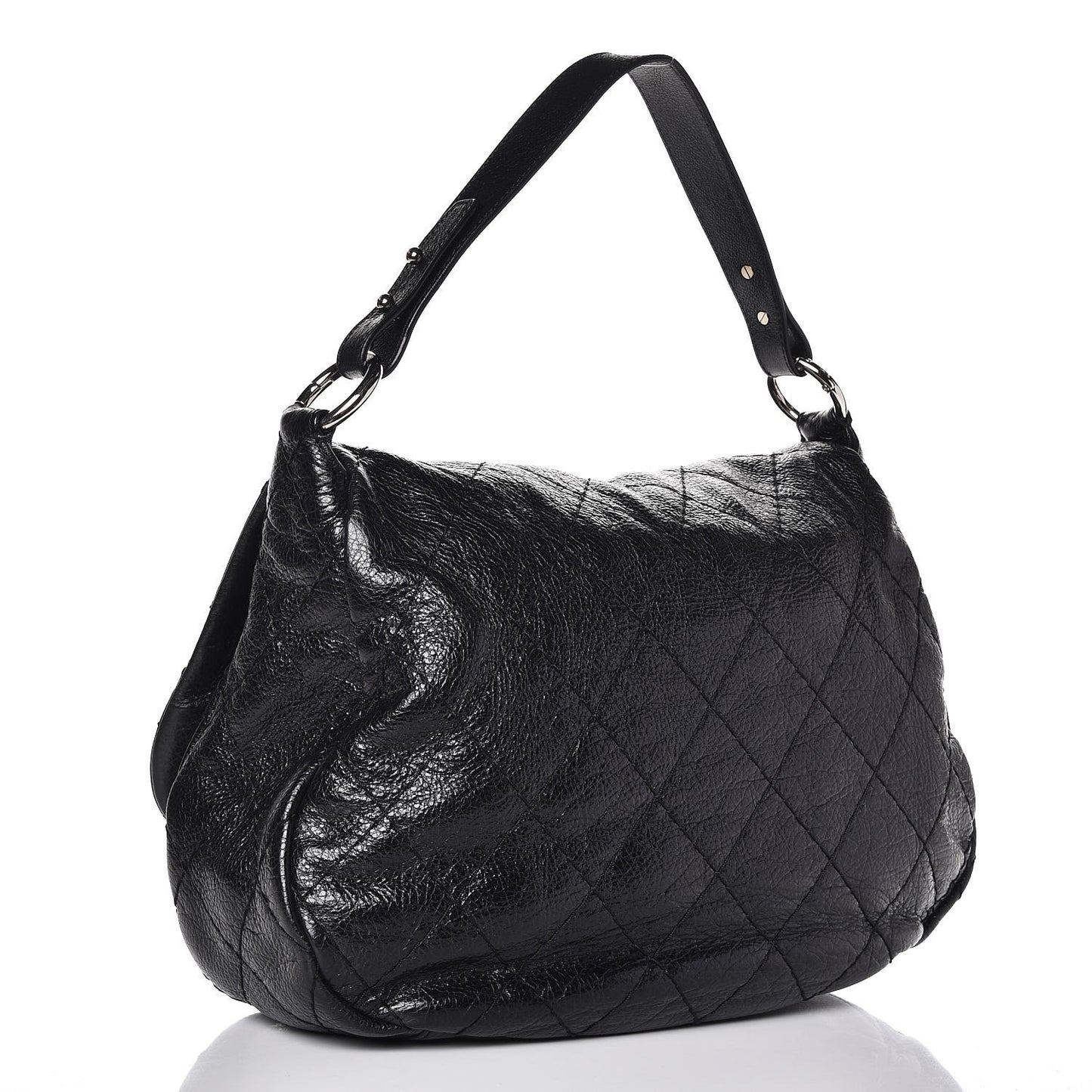 Glazed Calfskin Stitched XL On The Road Flap Black