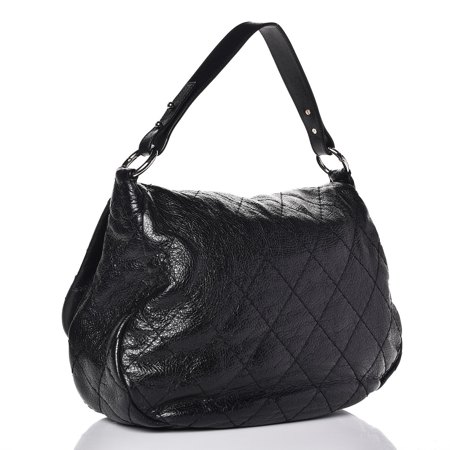Chanel Glazed Calfskin Stitched XL On The Road Flap Black 3 of 7