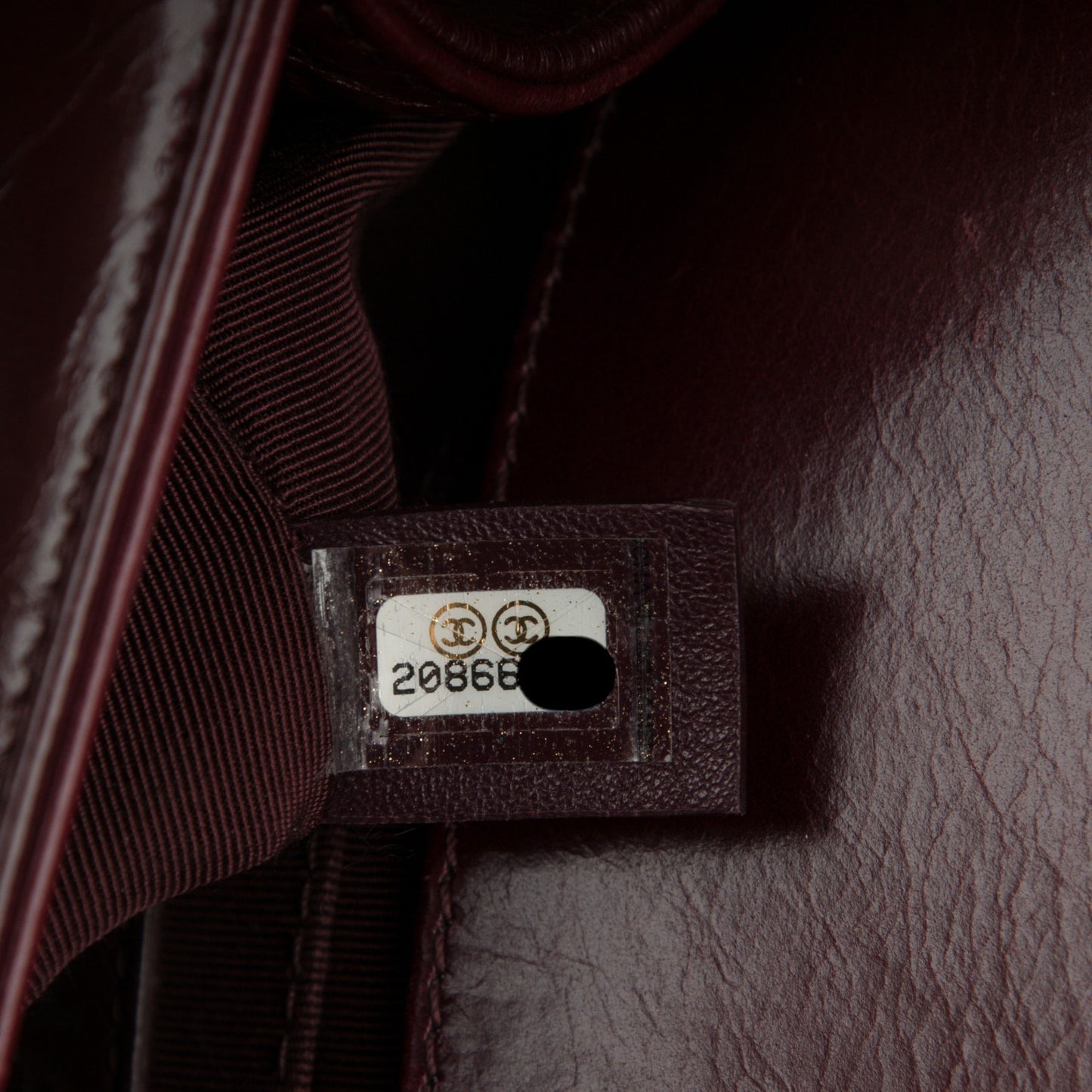 Glazed Calfskin Quilted Small Boy Chained Flap Burgundy