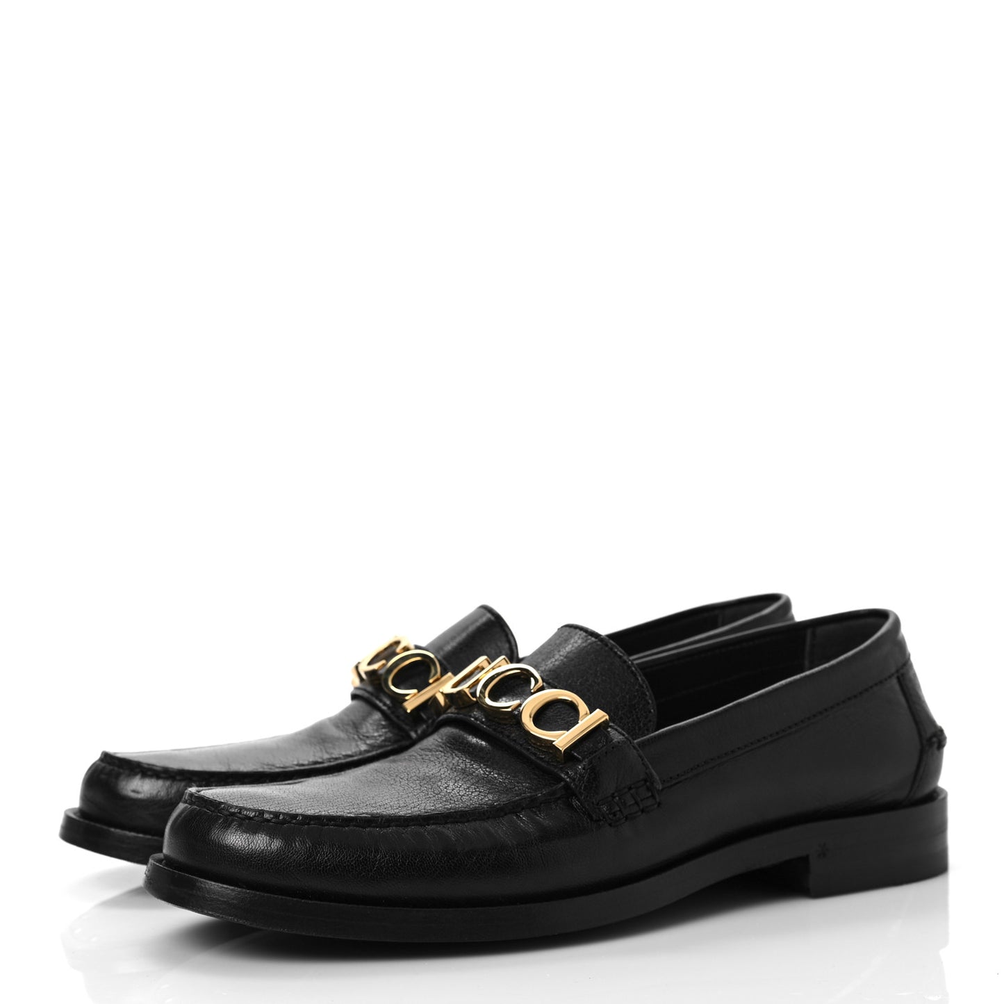 Goatskin Womens Logo 15mm Loafers 39.5 Black