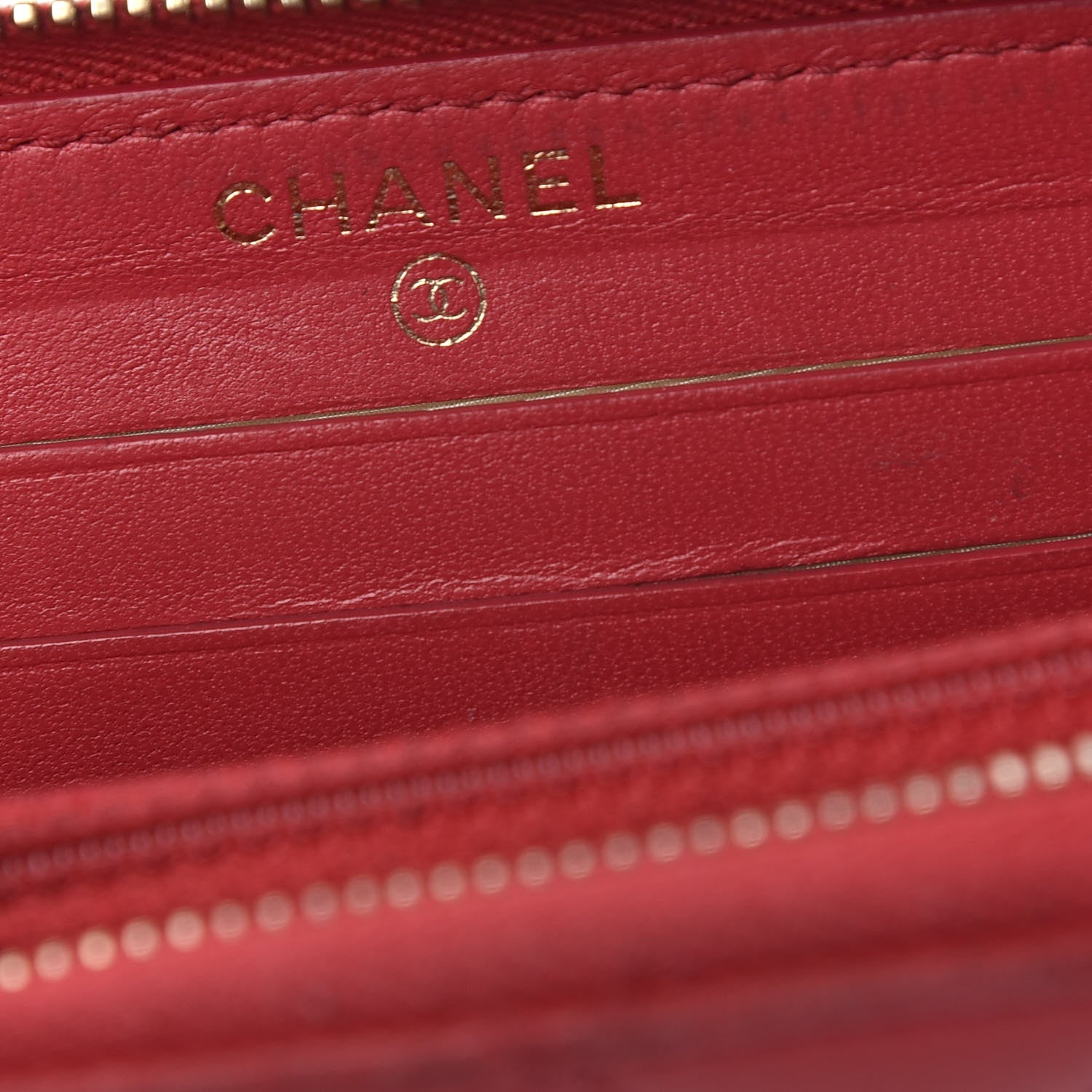 Chanel Lambskin Quilted Small Zip Around Wallet Red 5 of 7