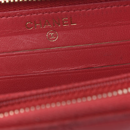 Chanel Lambskin Quilted Small Zip Around Wallet Red 5 of 7