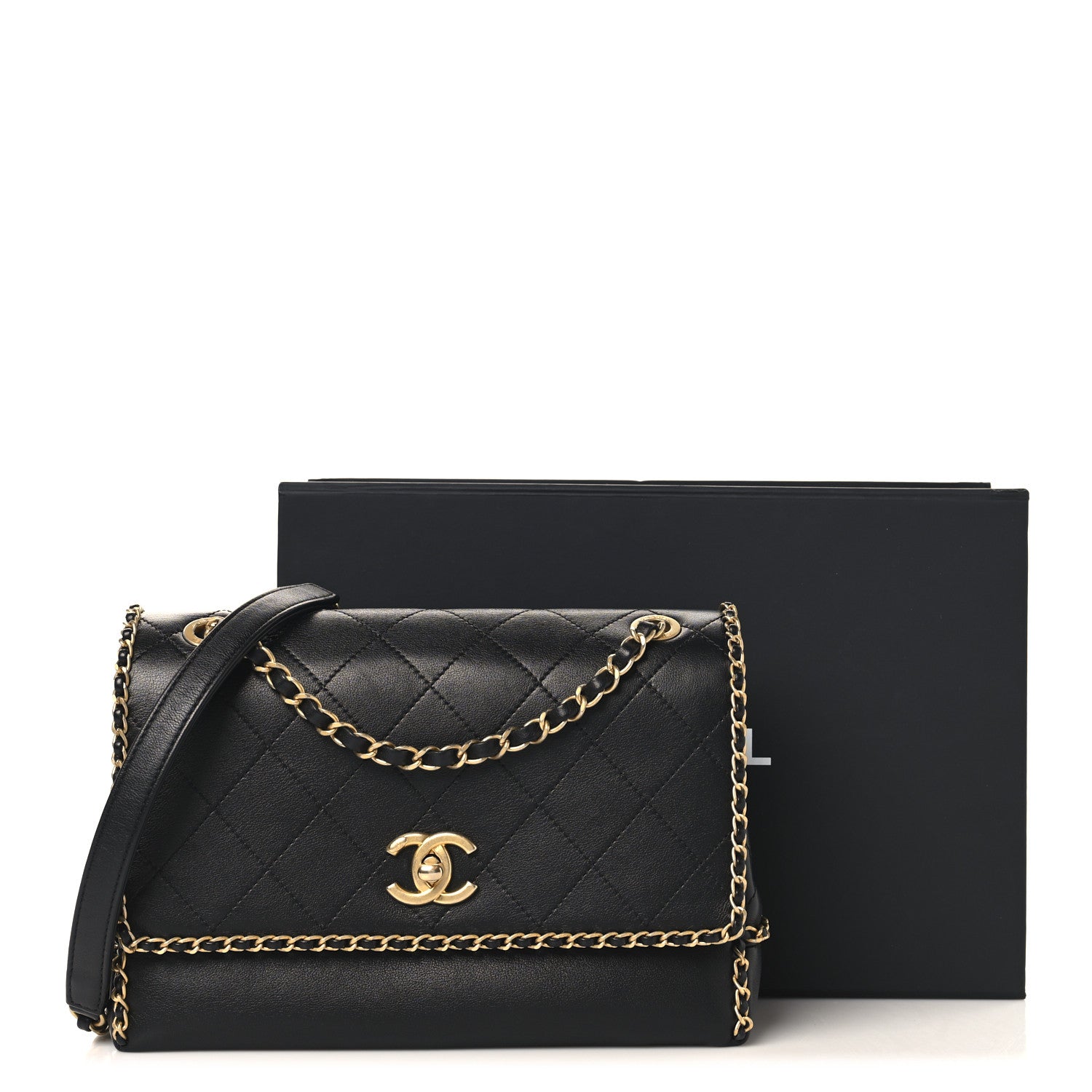 Chanel Calfskin Stitched Chain Flap Black 11 of 11