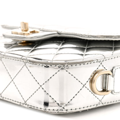 Chanel Mirror Calfskin Metallic Calfskin Quilted Hollywood Boulevard Mini Flap With Star Coin Purse Silver 10 of 13