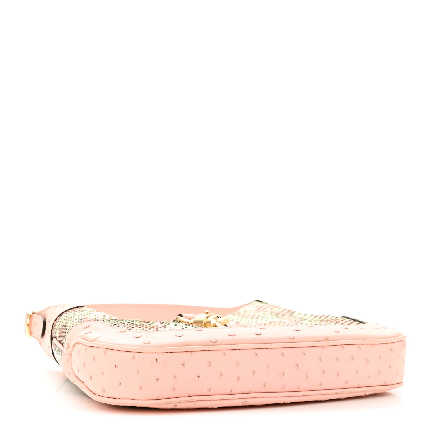 Gucci Snakeskin Ostrich Calfskin Small Jackie 1961 Hobo Pink Multicolor 4 of 11