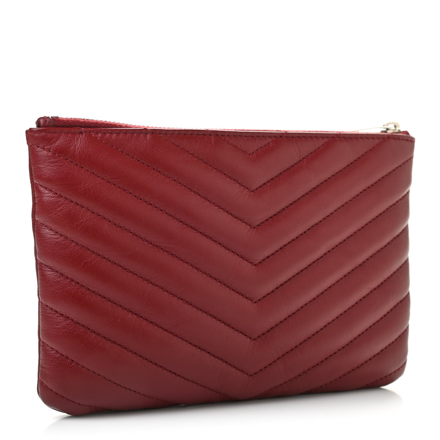Saint Laurent Calfskin Matelasse Chevron Monogram Pouch Palissandre 6 of 14