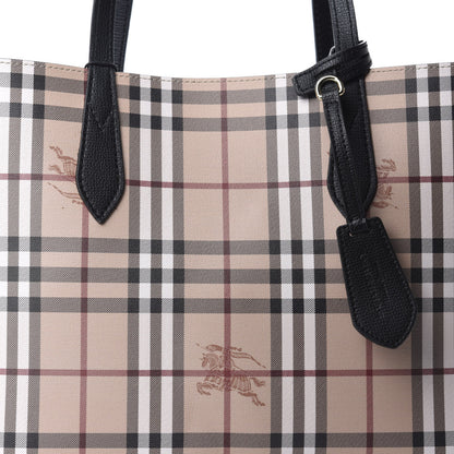 Burberry Grainy Calfskin Haymarket Check Medium Reversible Tote Black 16 of 16