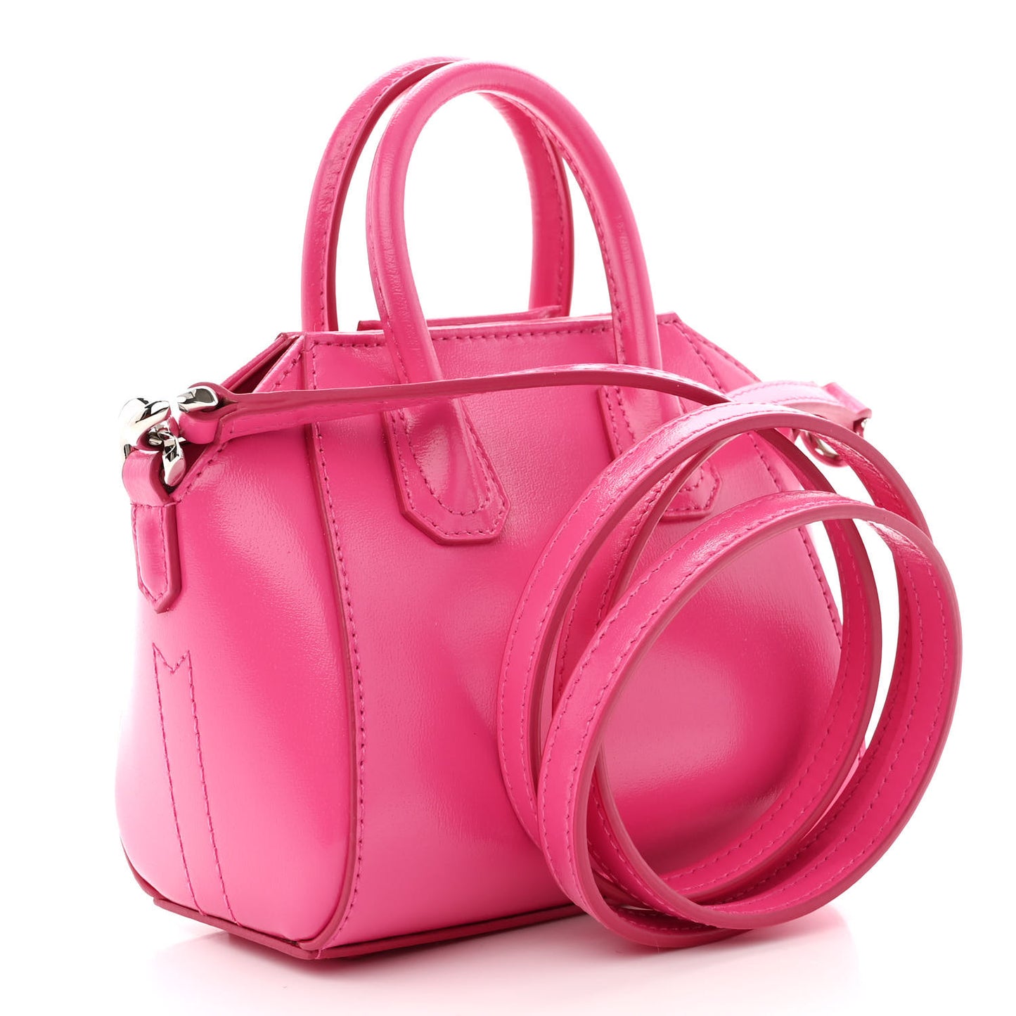 Shiny Lord Calfskin Micro Antigona Neon Pink