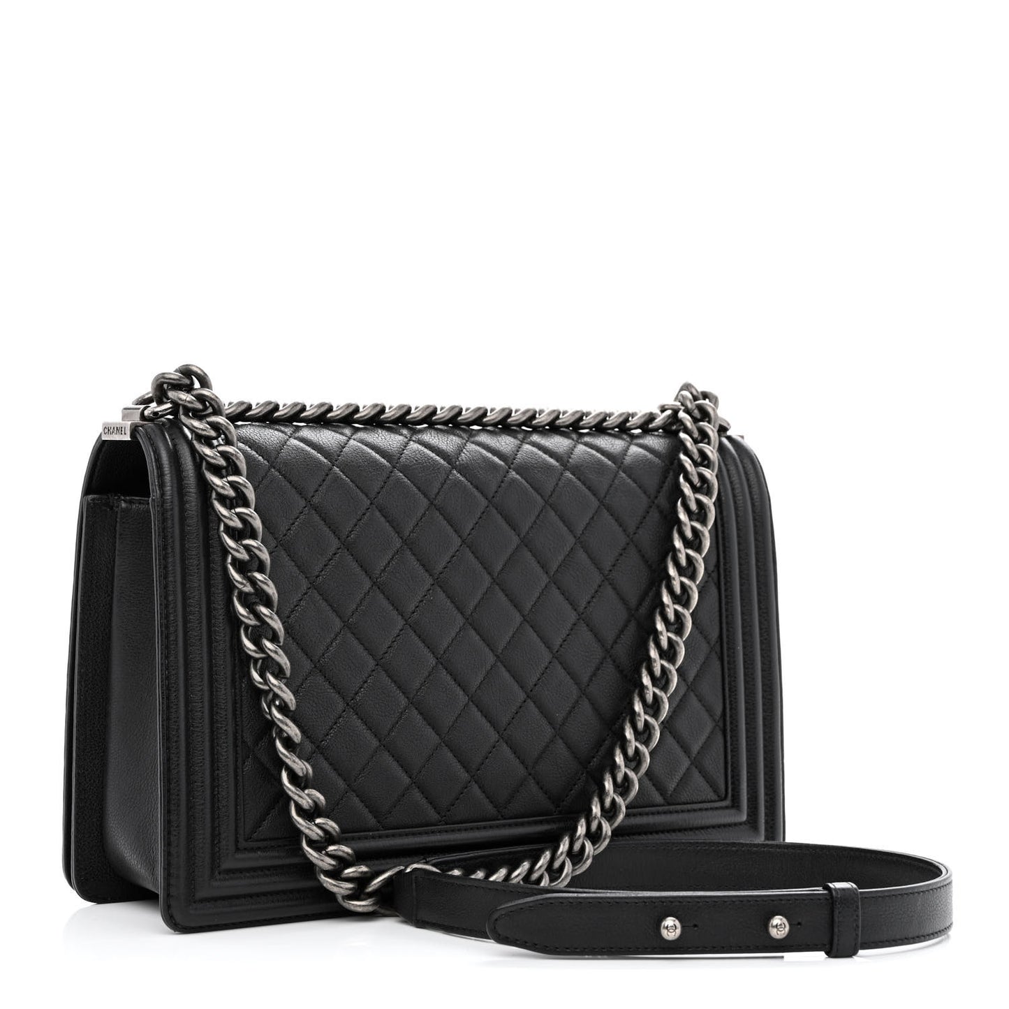 Calfskin Quilted New Medium Boy Flap Black