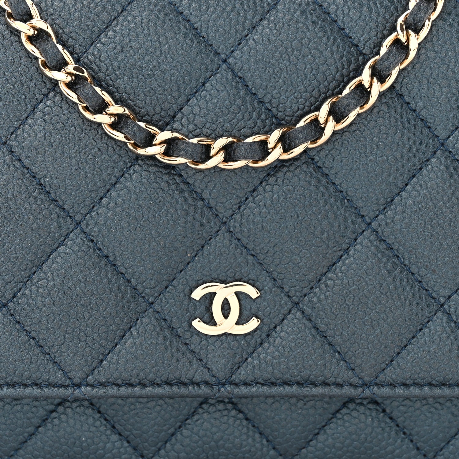 Chanel Caviar Quilted Wallet on Chain WOC Navy Blue 9 of 12