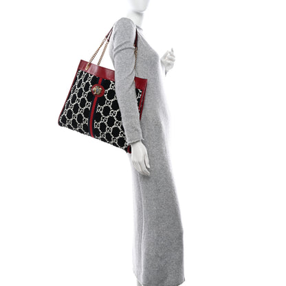 Gucci Tweed GG Monogram Large Rajah Chain Tote Romantic Cherry Black White 2 of 11