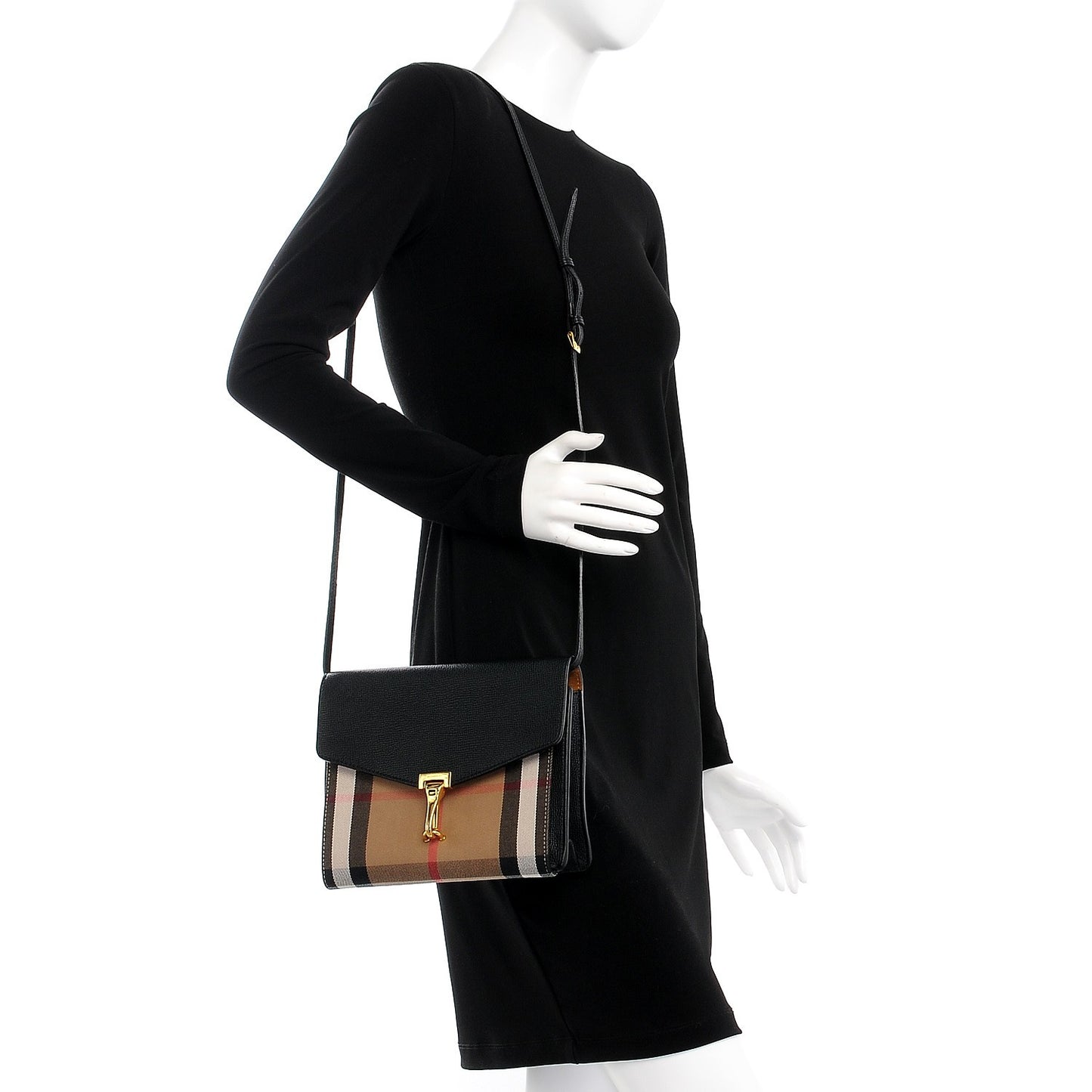 Derby Calfskin House Check Small Macken Crossbody Bag Black