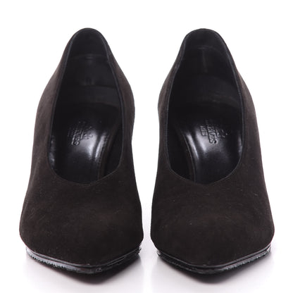 Hermes Suede Goatskin Success Pumps 36.5 Black 2 of 8