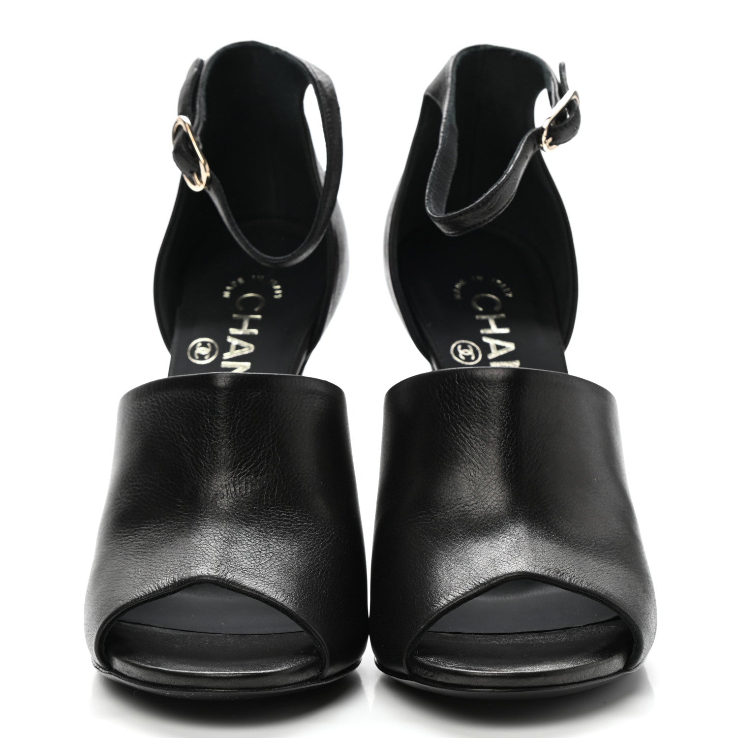 Chanel Lambskin Pearl Ankle Strap Sandals 37 Black 2 of 9
