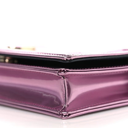 Christian Dior Metallic Patent Micro-Cannage Diorama Wallet on Chain Pouch Pink 10 of 10